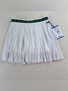Wilson New girl's size L Pleated Skater Skirt with Green Branded Waistband white